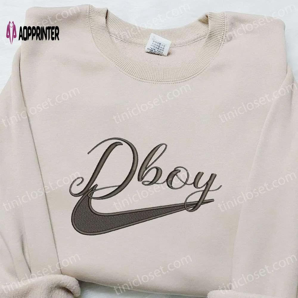 Dboy x swoosh embroidered hoodie custom shirt nike inspired embroidery Embroidered Shirt