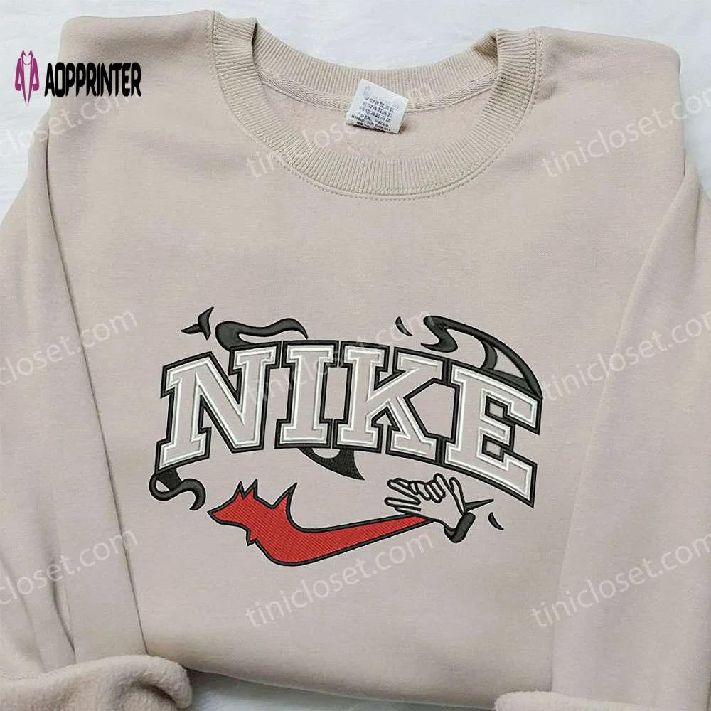 Devil hand x nike embroidered shirt – halloween custom design Embroidered Shirt