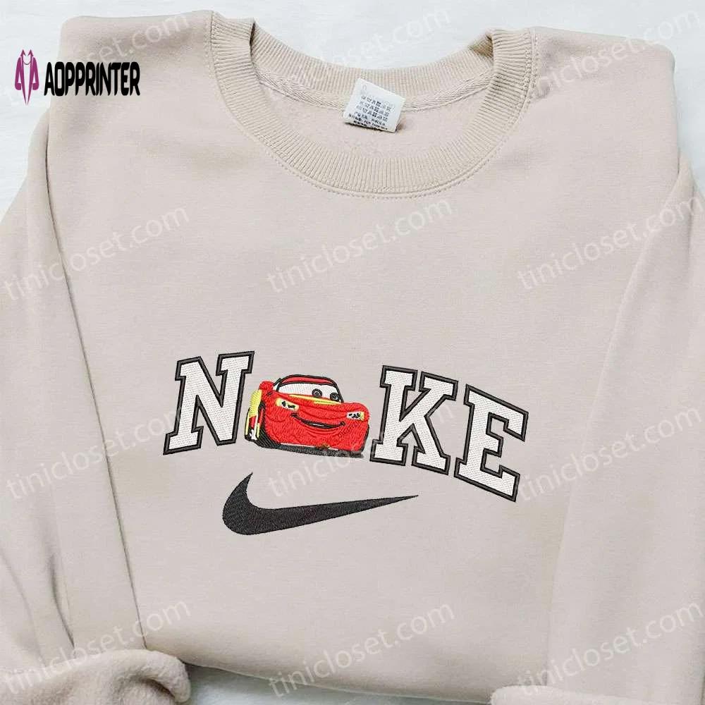 Disney characters embroidered sweatshirt & t-shirt: lightning mcqueen x nike best birthday gift ideas Embroidered Shirt