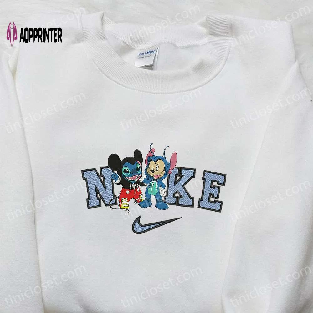 Disney halloween nike x mickey stitch embroidered shirt: unique nike inspired design Embroidered Shirt