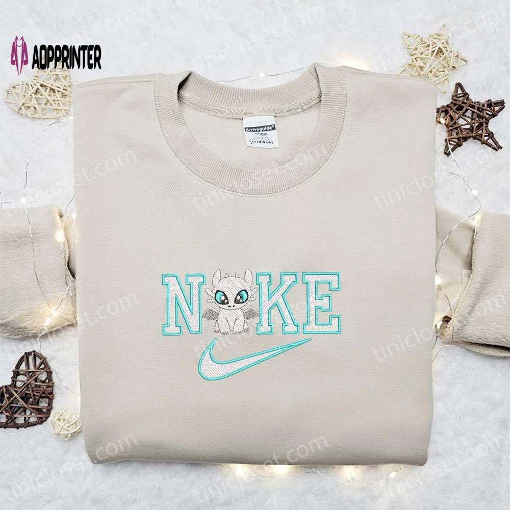 Disney light fury x nike cartoon hoodie & characters shirt: best family gift ideas Embroidered Shirt