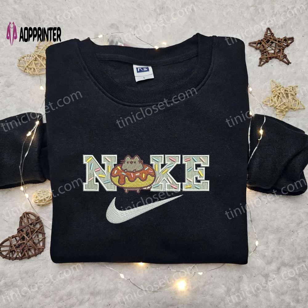 Donut cat x nike cartoon embroidered shirt – custom birthday gift idea with best nike embroidery Embroidered Shirt