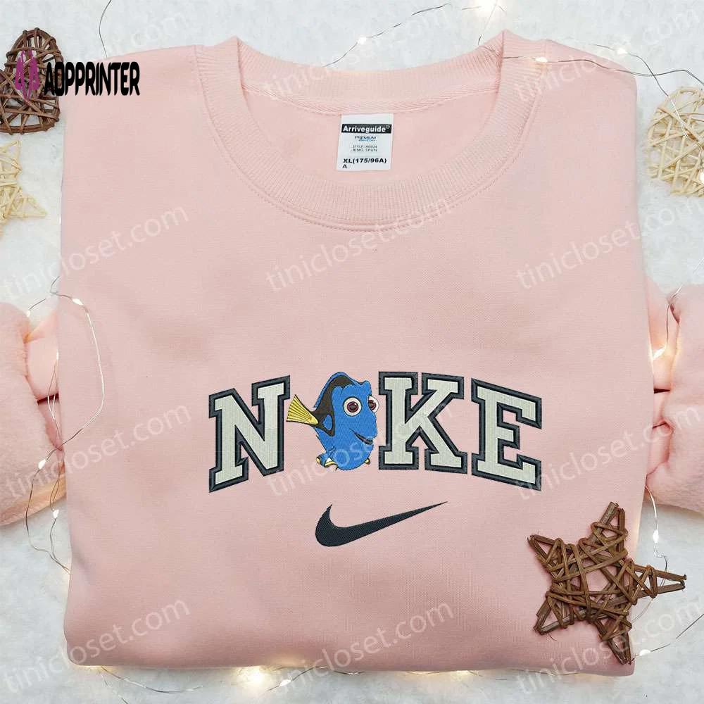 Dory x nike cartoon embroidered tshirt – finding nemo shirt nike inspired design Embroidered Shirt