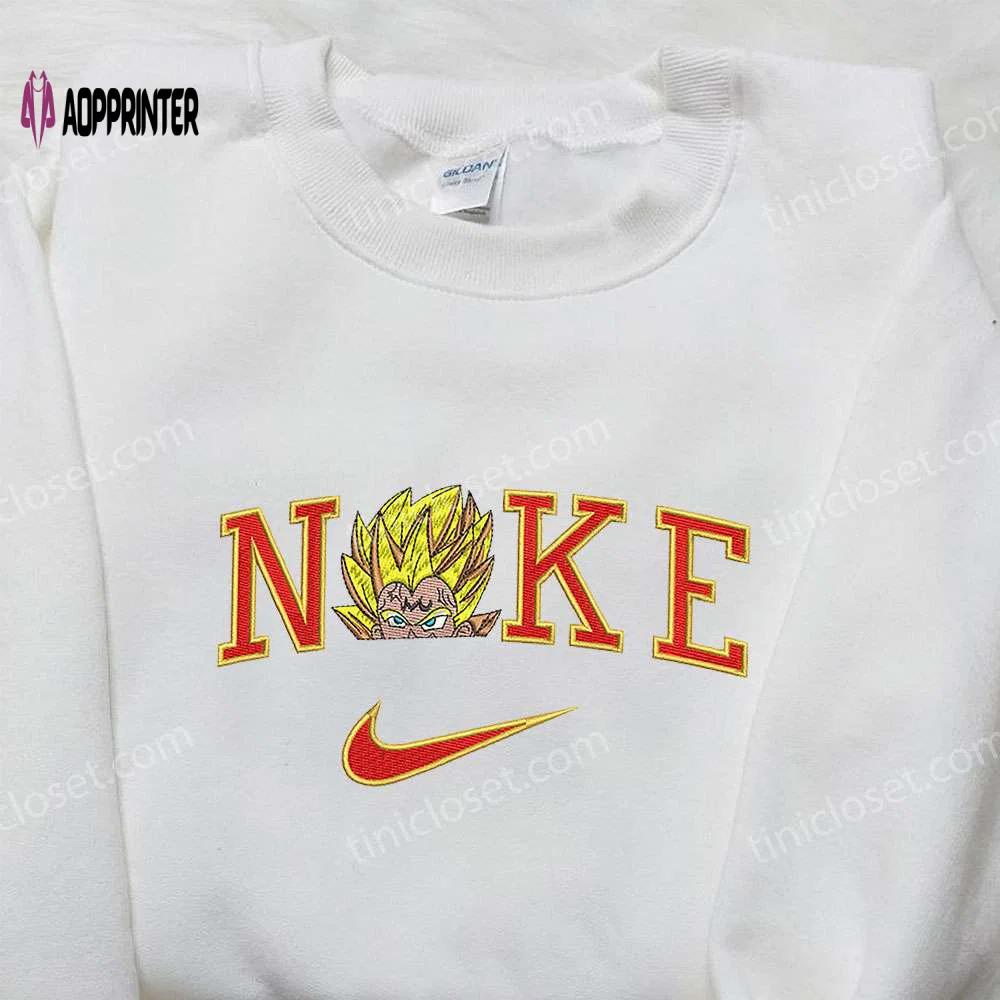 Dragon ball x nike embroidered shirt: custom vegeta design for a unique fashion statement Embroidered Shirt