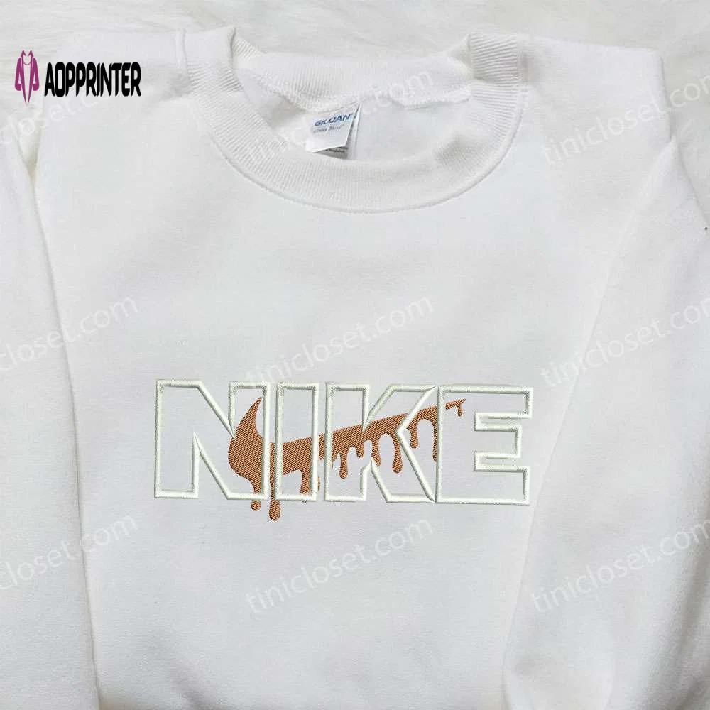 Drip x nike swoosh embroidered shirt: custom gift for son Embroidered Shirt