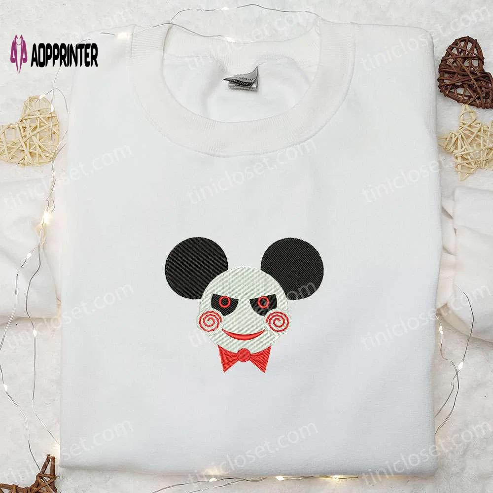 Embroidered mickey x jigsaw shirt: funny & cool halloween design Embroidered Shirt