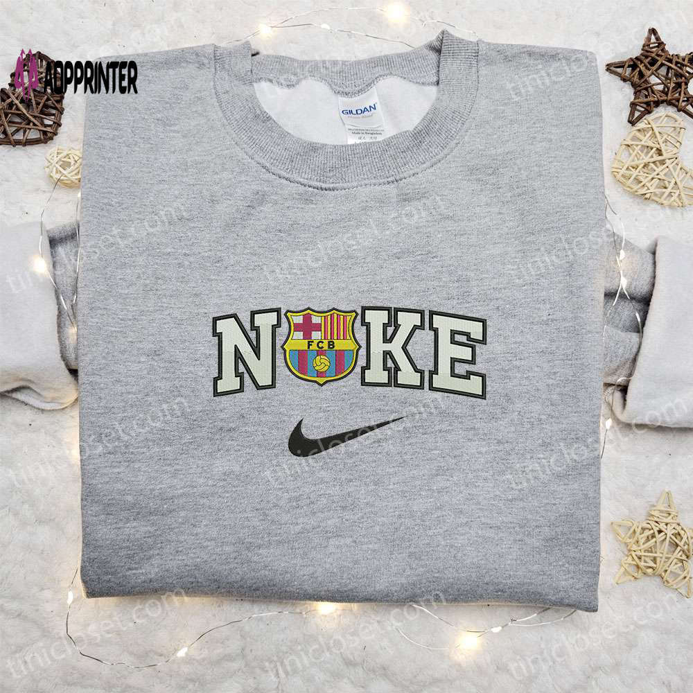 Fc barcelona x nike sport embroidered tshirt – football club shirt nike inspired design Embroidered Shirt