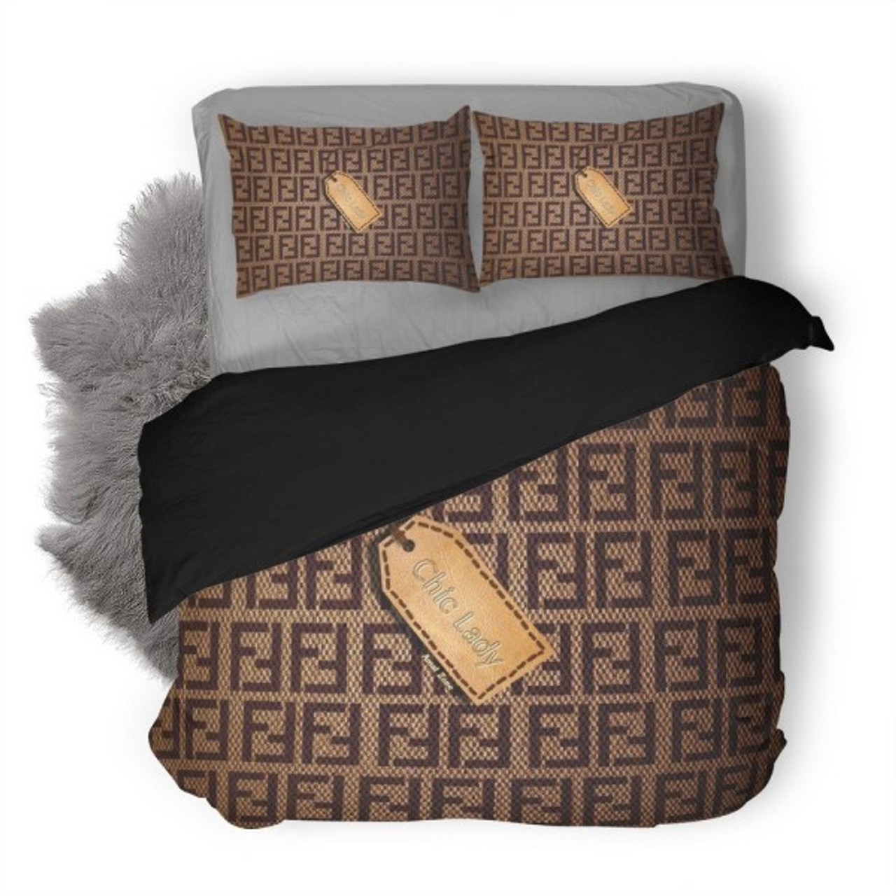 Fendi chic lady luxury logo fashion brand premium bedding sets,bed sets, bedroom sets, comforter sets, duvet cover, bedspread Bedding Sets