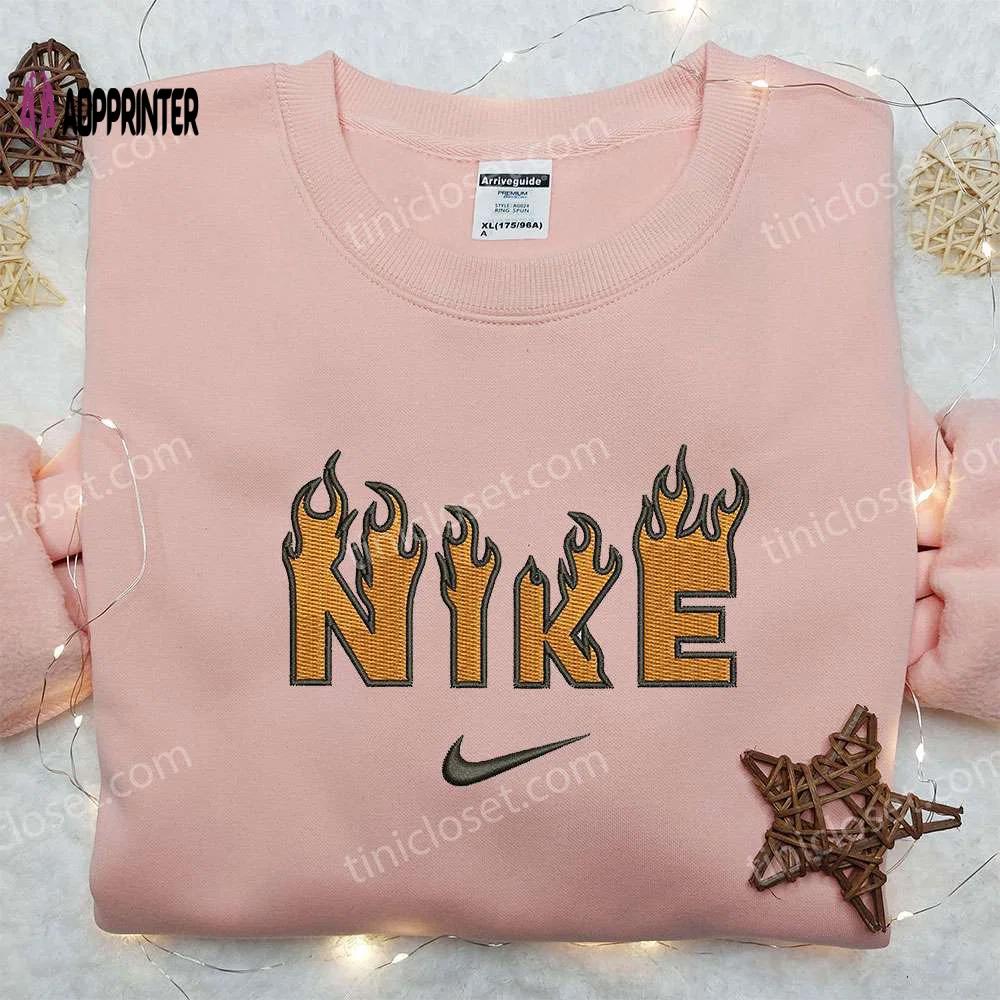 Flame x nike embroidered shirt: perfect gift for son customized & stylish Embroidered Shirt