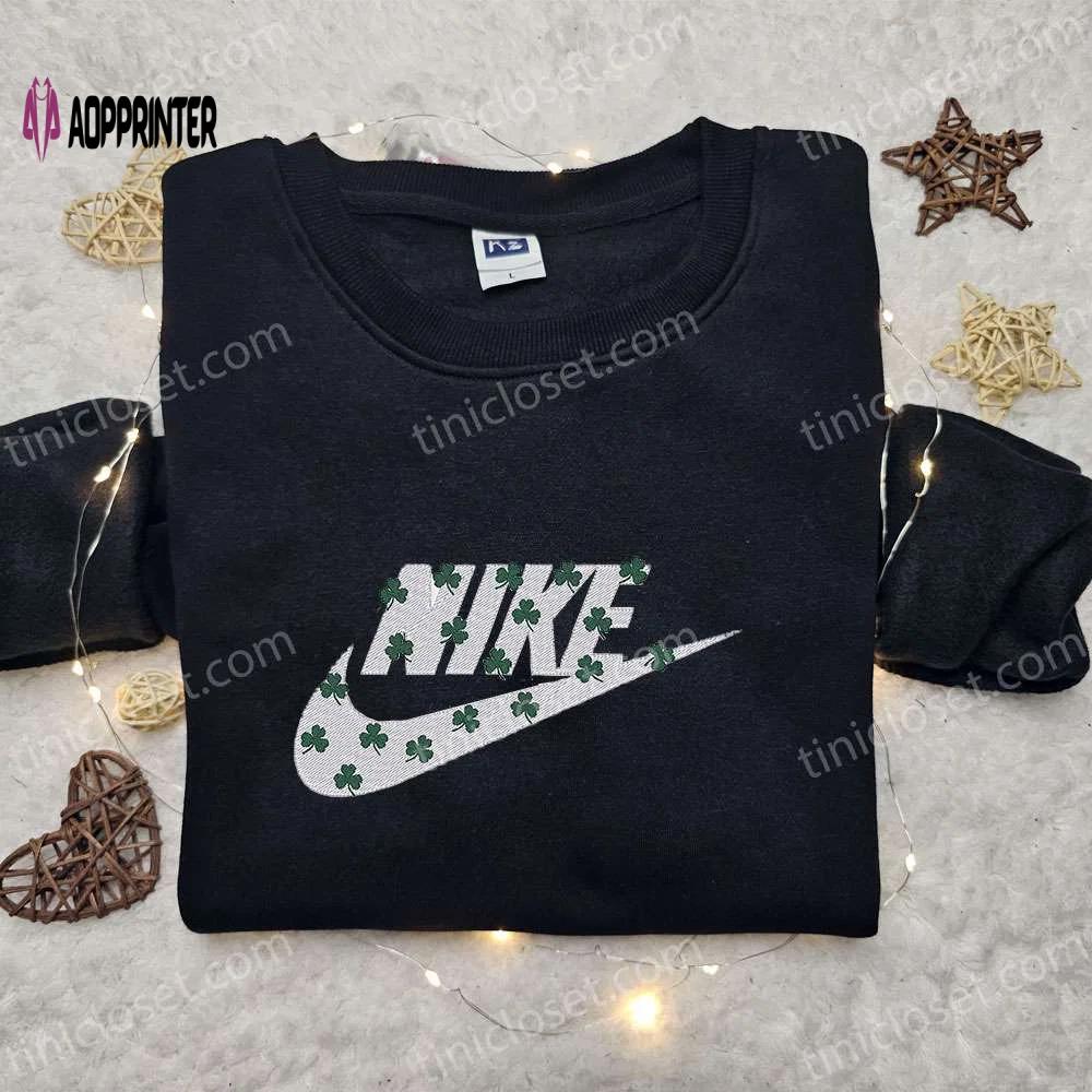 Four-leaf clovers x nike embroidered sweatshirt – st patrick s day custom hoodie Embroidered Shirt