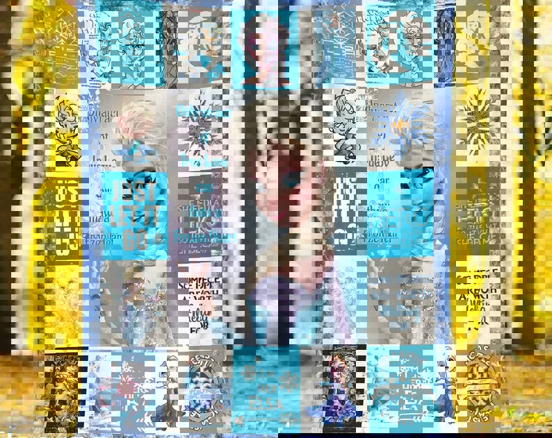 Frozen elsa fleece blanket, elsa quotes throw blanket for couch sofa, disneyland princess blanket, christmas gift, birthday gifts Quilt Blanket