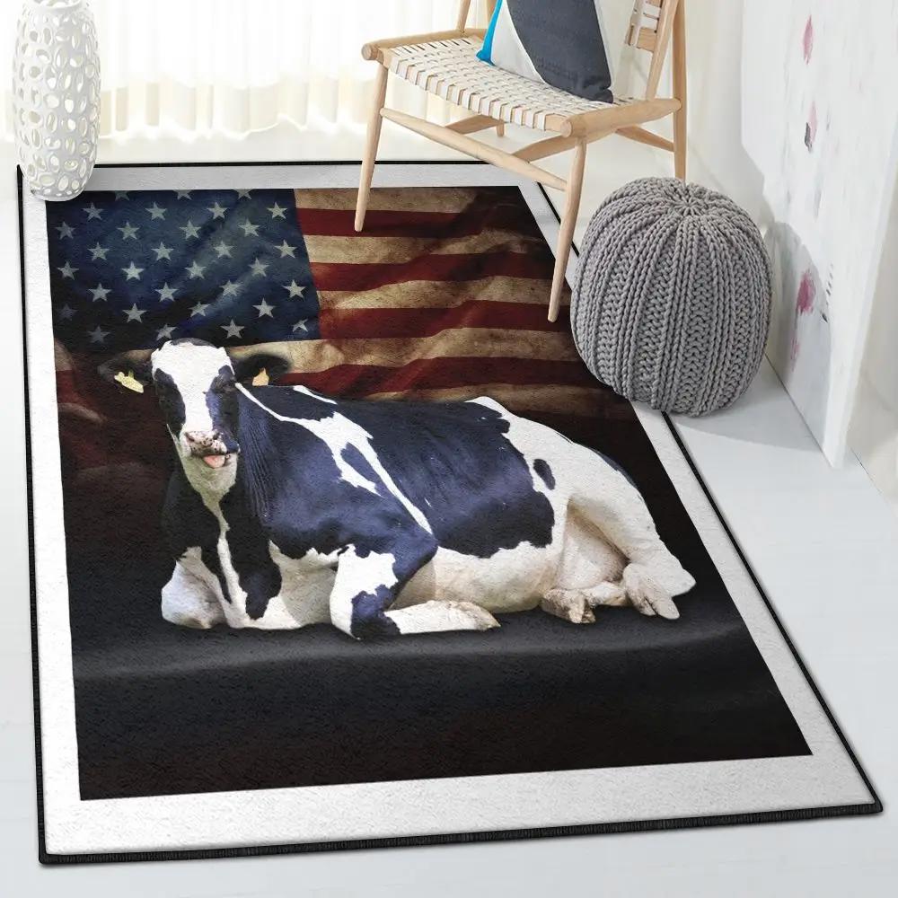 Funny farm kitchen rugs, holstein friesian cattle cow rug Rectangle Rug