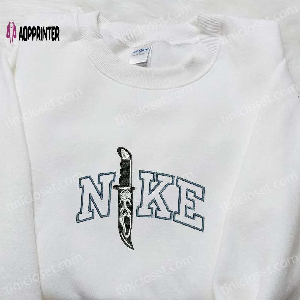 Ghostface knife x nike movie embroidered shirt: best halloween gift with nike inspiration Embroidered Shirt