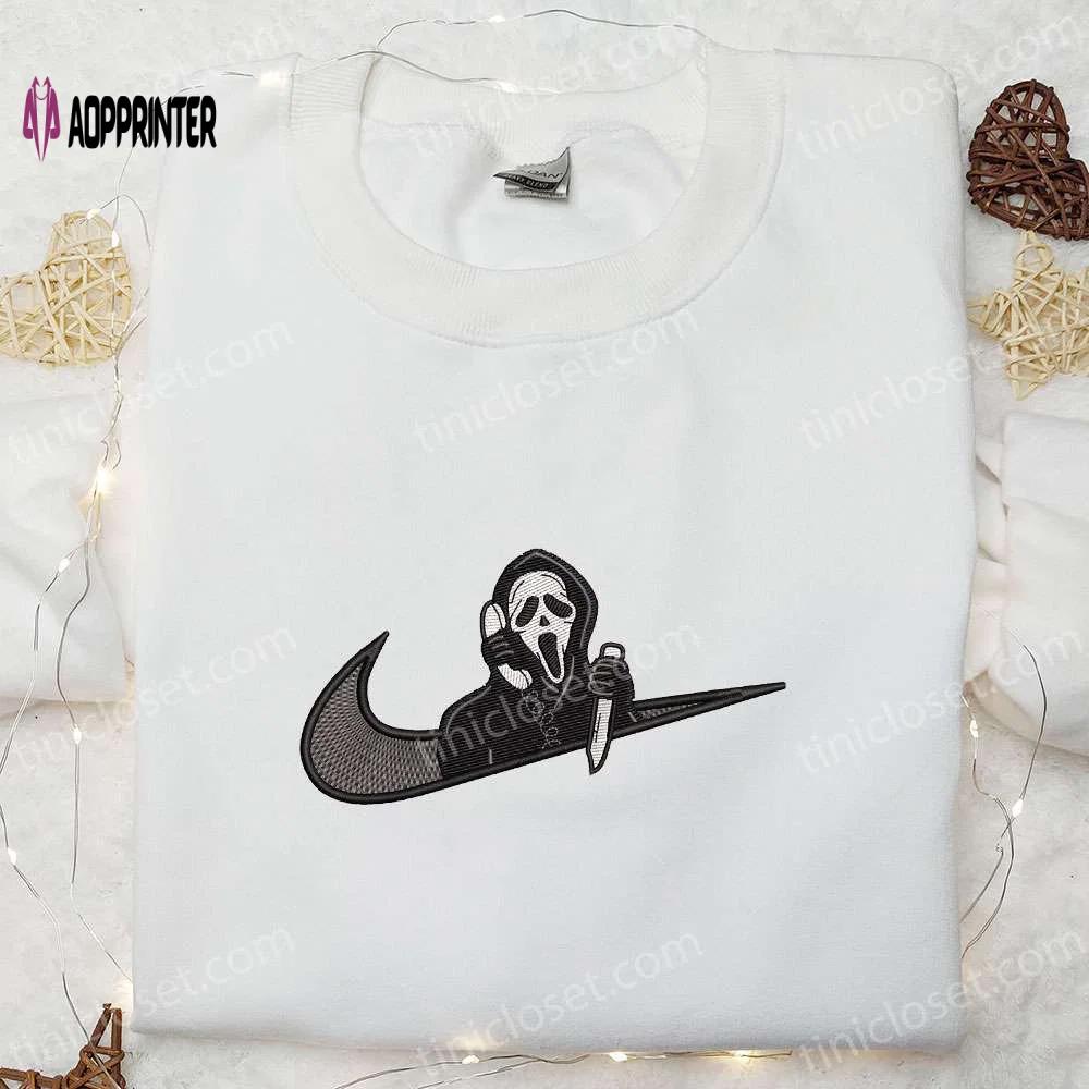 Ghosts & nike swoosh: embroidered hoodie & shirt top halloween gift ideas Embroidered Shirt