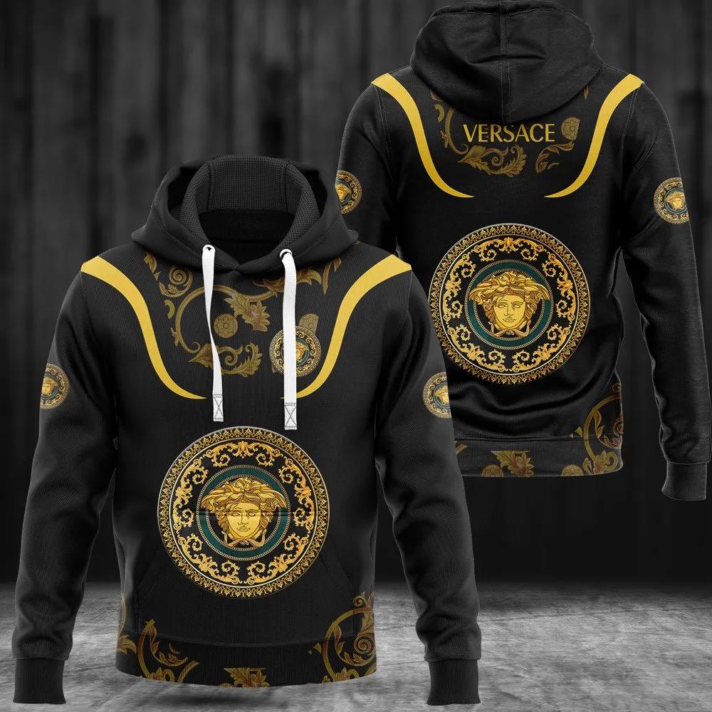Gianni versace black hoodie luxury clothing clothes outfit for men Hoodie 3D