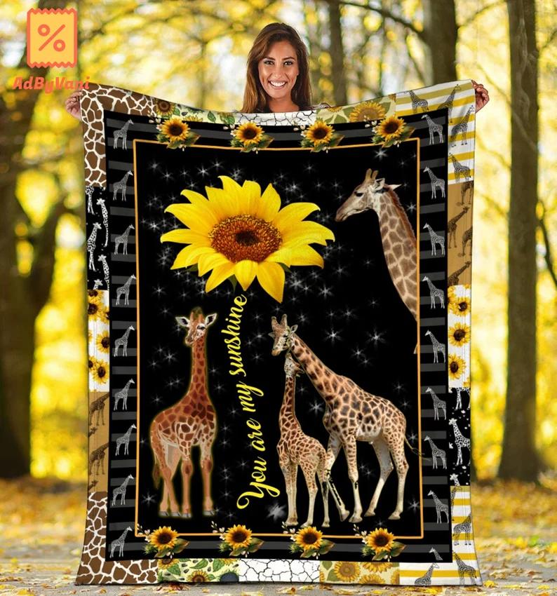 Giraffe fleece blanket quilt sunflower fleece blanket quilt you are my sunshine fleece blanket quilt Quilt Blanket