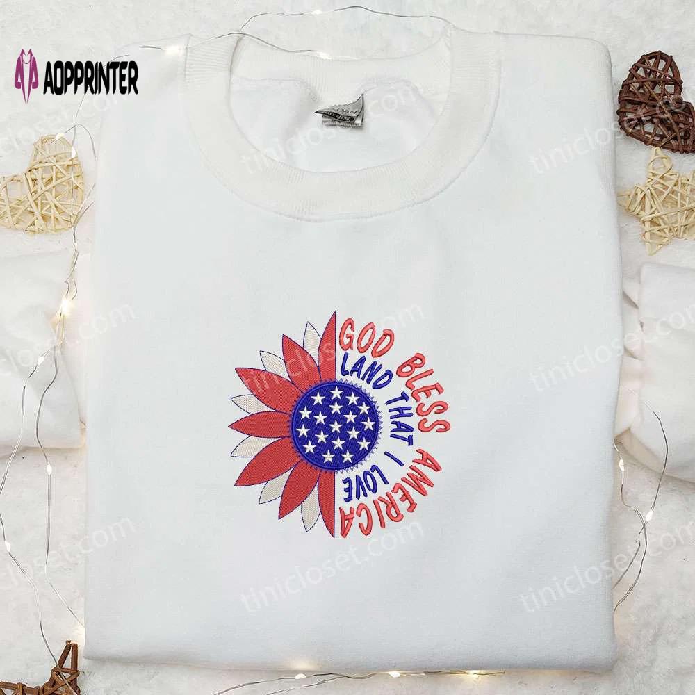 God bless american land embroidered shirt: best patriotic shirts & national day gifts Embroidered Shirt