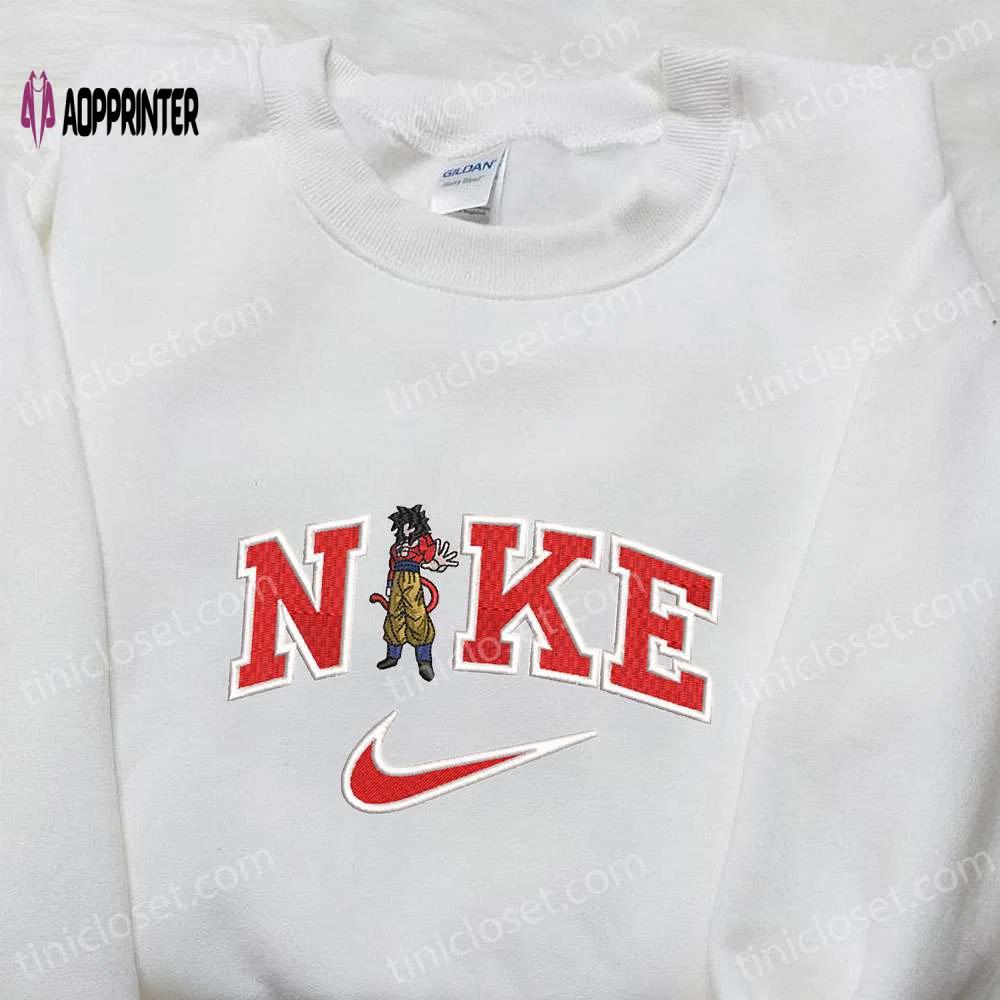 Goku super saiyan 4 x nike anime embroidered shirt – dragon ball & nike inspired shirt Embroidered Shirt