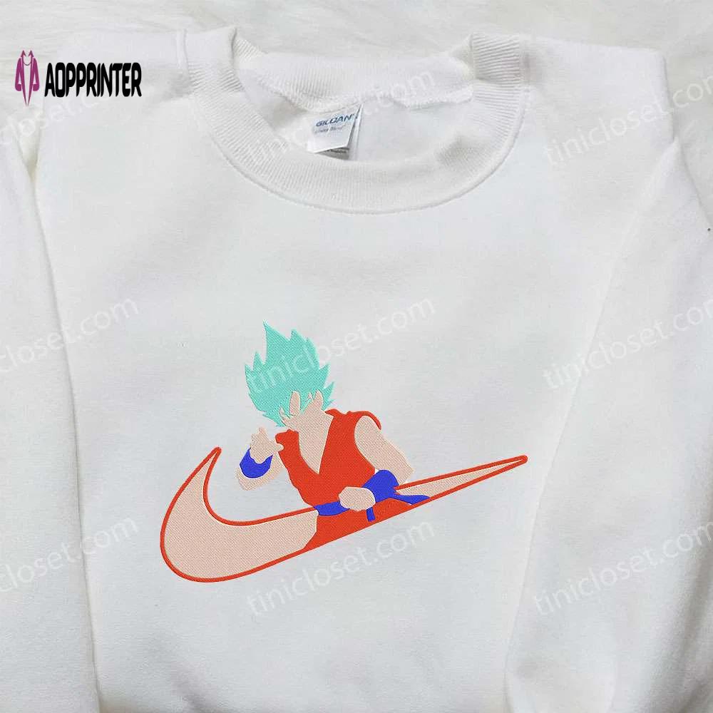Goku super saiyan blue x nike embroidered shirt – dragon ball & custom design Embroidered Shirt