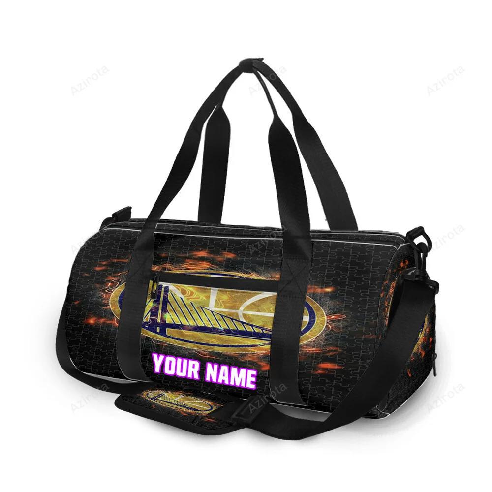 Golden state warriors texture emblem puzzle personalized name travel bag gym bag 1842 Travel Bag