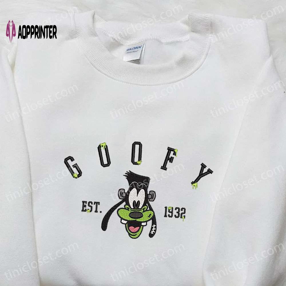 Goofy est 1932 & disney halloween embroidered shirt – spooky halloween t-shirts Embroidered Shirt