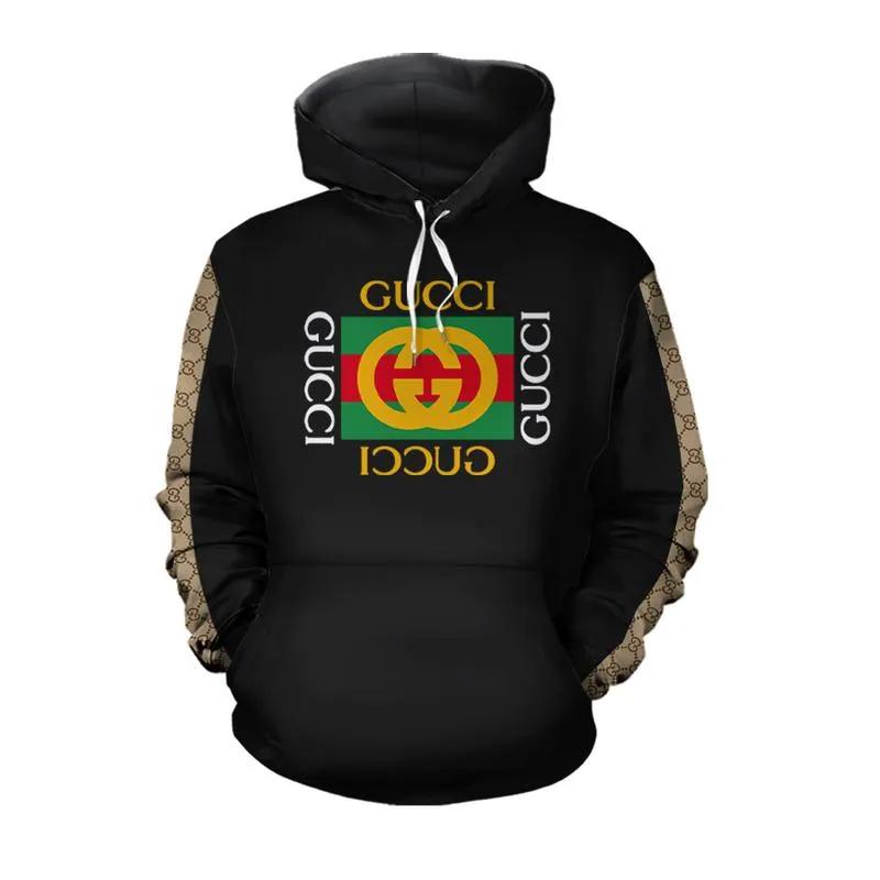 Gucci black unisex hoodie for men women luxury brand clothing clothes outfit Hoodie 3D