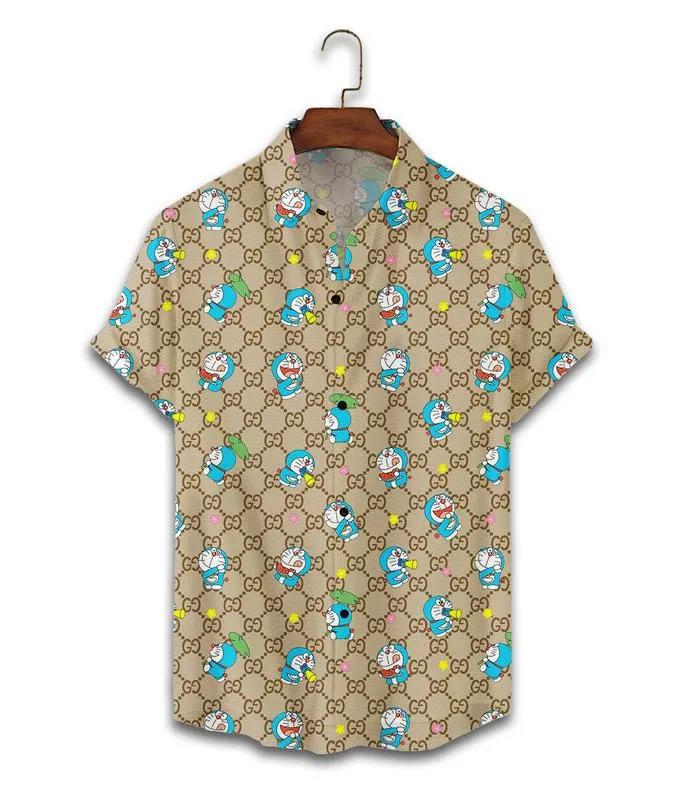 Gucci doraemon cream luxury brand fashion hawaii shirt for men 6 Hawaii Shirt