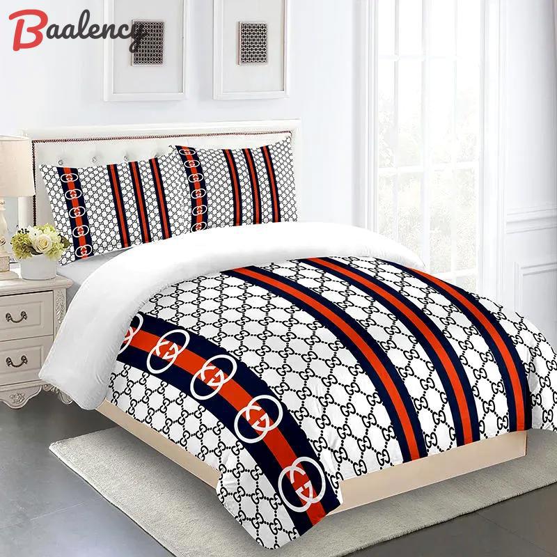 Gucci fashion logo limited luxury brand bedding sets, bedroom decor , thanksgiving decorations for home 29 best luxury bed sets gift thankgivings and christmas bedding sets