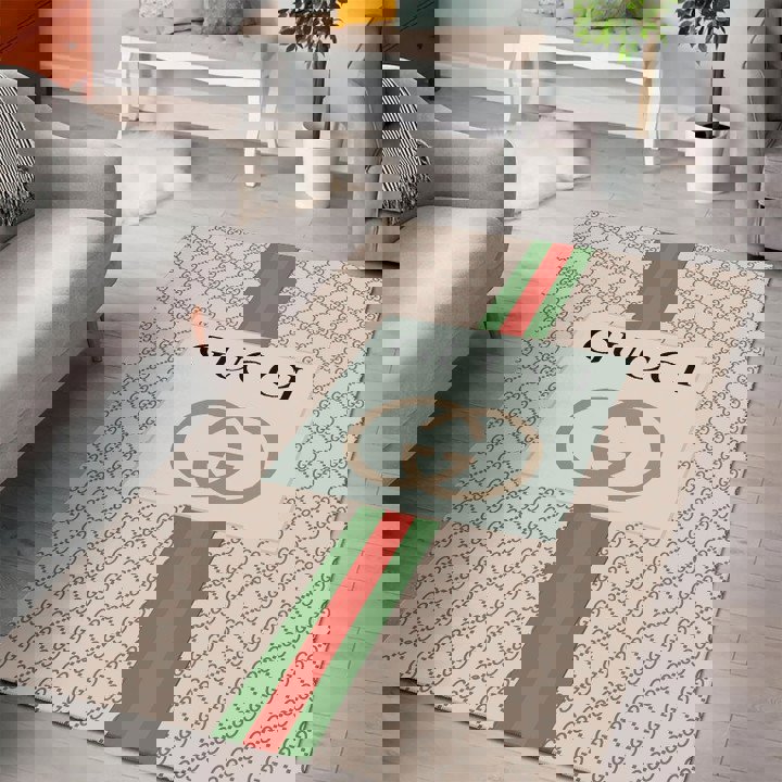 Gucci hot logo type 718. Upgrade Your Living Room with Luxury Home Decor: Area Carpets, Floor Decor, Door Mats, and Hot Gift Items with style a High-End Fashion Brand Rectangle Rug