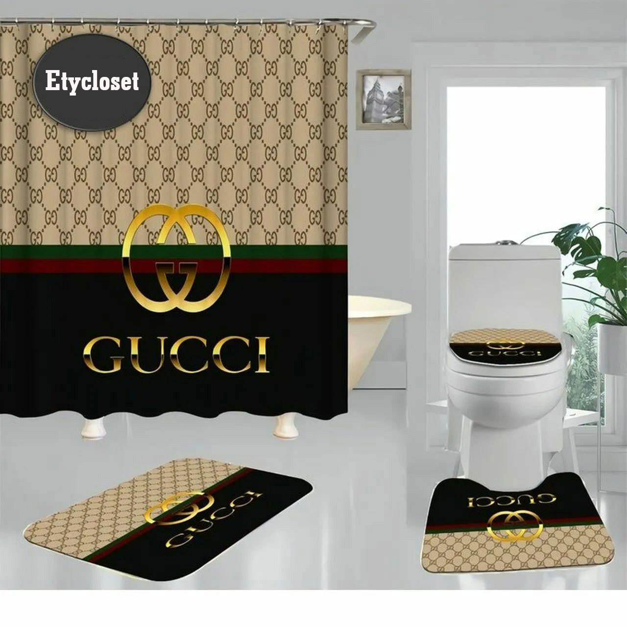 Gucci luxury fashion brand bath mat hypebeast home decor bathroom sets Bathroom Set