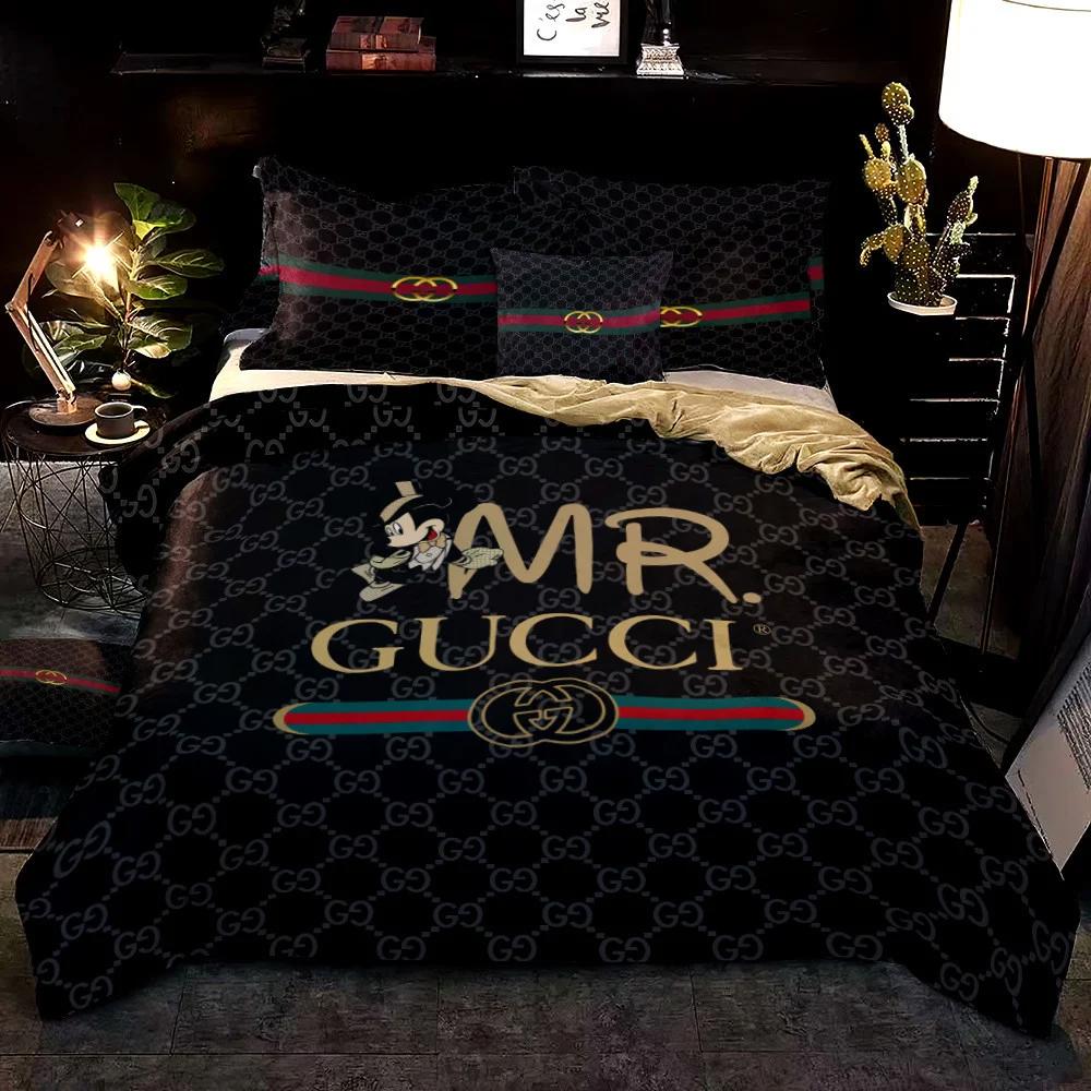Gucci mr mickey fashion logo luxury brand premium bedding sets,bed sets, bedroom sets, comforter sets, duvet cover, bedspread Bedding Sets