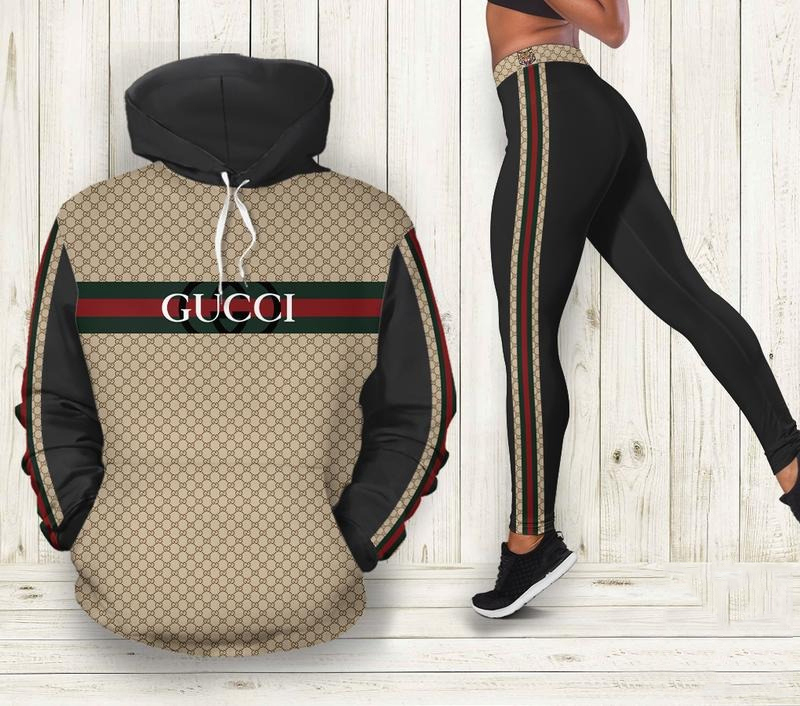 Gucci red green stripe all over print hoodie leggings set gucci gift 179 hcst 23 Hoodie Leggings Set