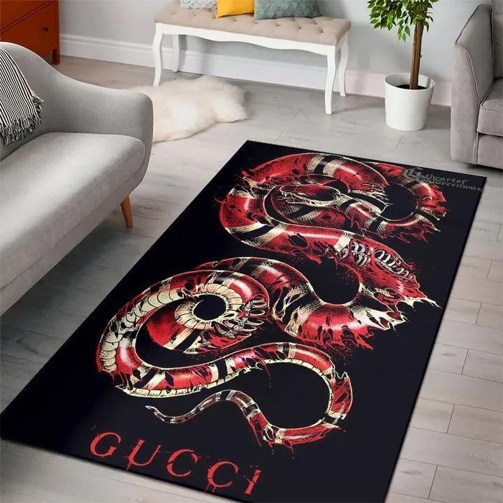Gucci snake black logo type 346. Upgrade Your Living Room with Luxury Home Decor: Area Carpets, Floor Decor, Door Mats, and Hot Gift Items with style a High-End Fashion Brand Rectangle Rug