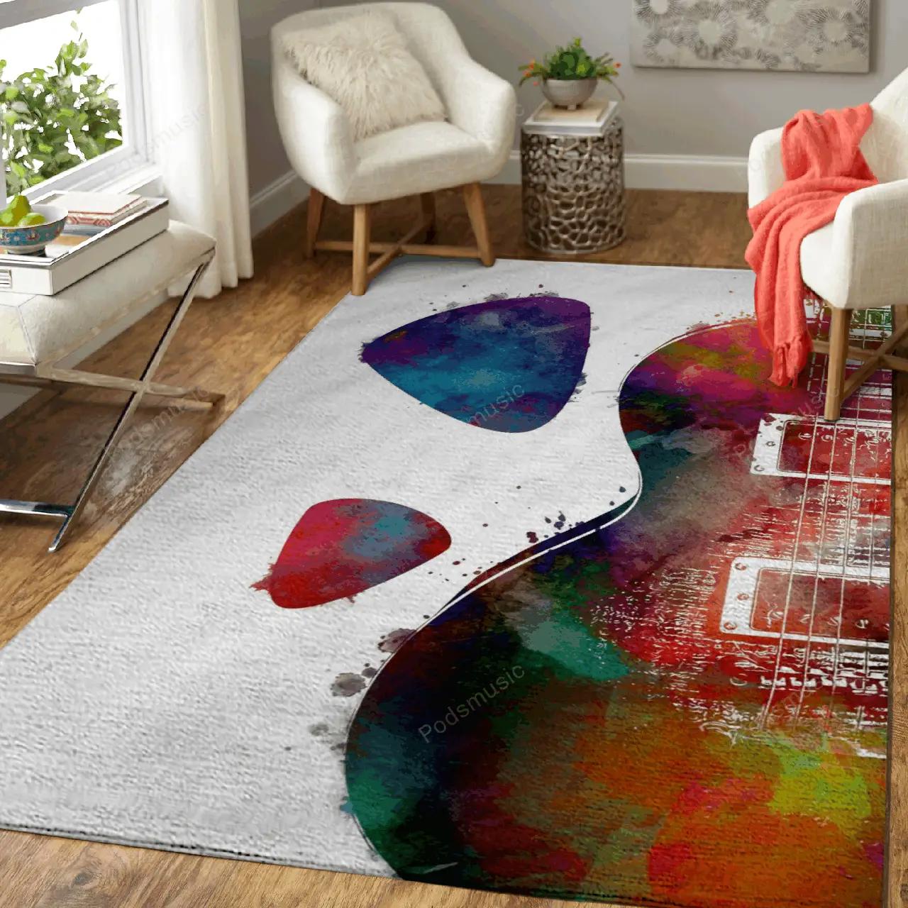 Guitar 6 music art for fans area rug living room carpet rug regtangle carpet floor decor home decor Rectangle Rug
