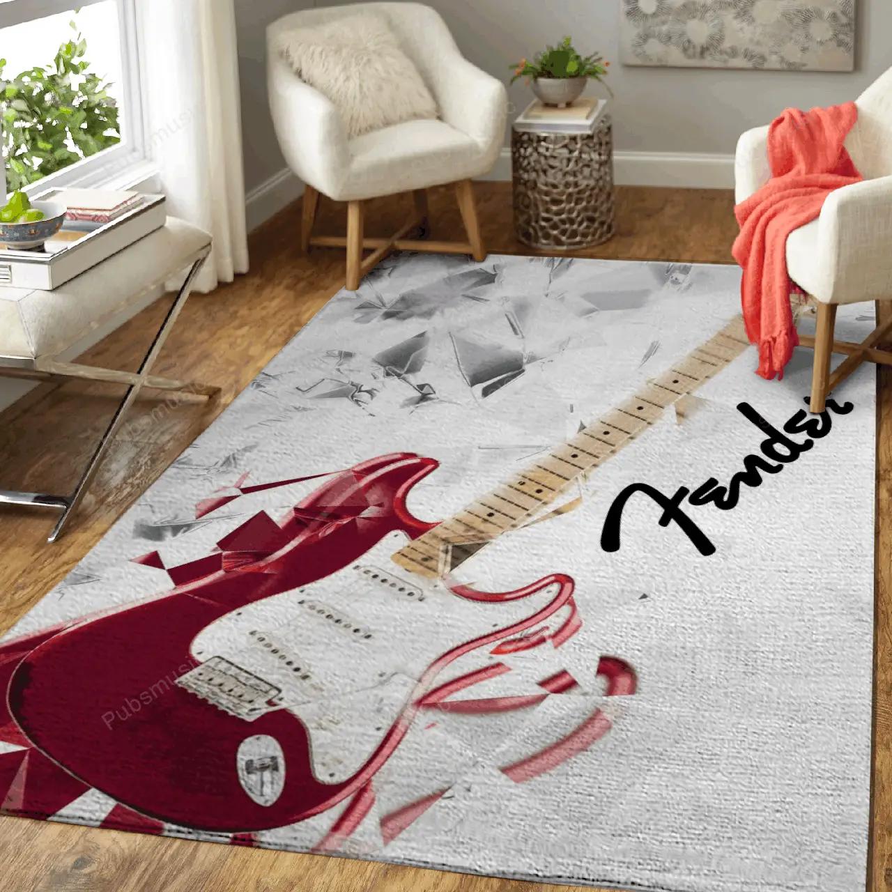 Guitar fender 3 music art studio art for fans area rug living room carpet rug regtangle carpet floor decor home decor Rectangle Rug