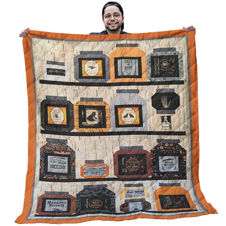 Halloween decorations halloween apothecary jar hur quilt cysiat Quilt Blanket