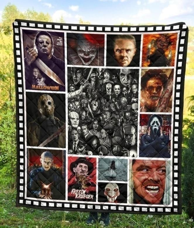 Halloween decorations horror movies characters halloween fan gift idea quilt blanket Quilt Blanket