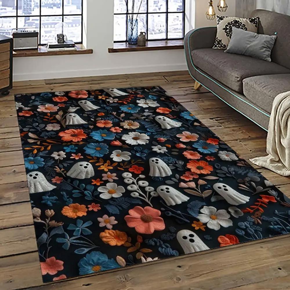 Halloween style pumpkin autumn retangle carpet area rug home decor halloween gift hal11 Rectangle Rug