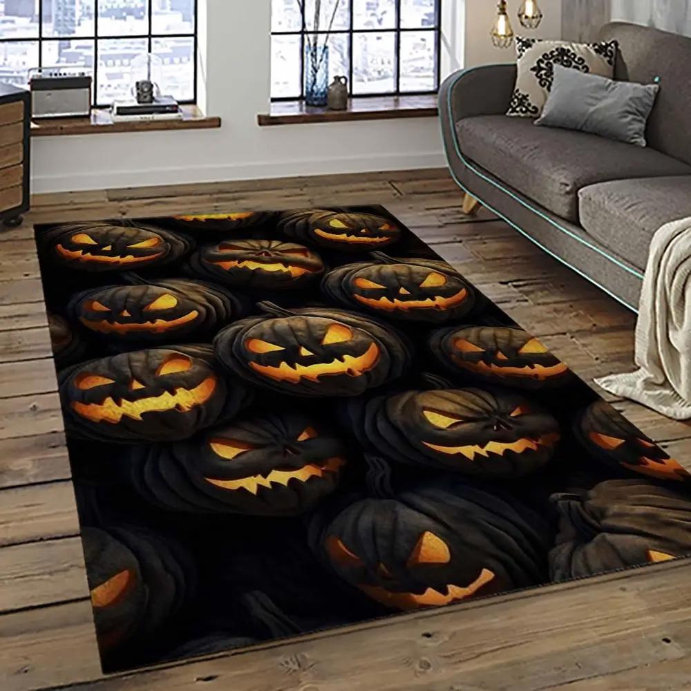Halloween style pumpkin autumn retangle carpet area rug home decor halloween gift hal40 Rectangle Rug