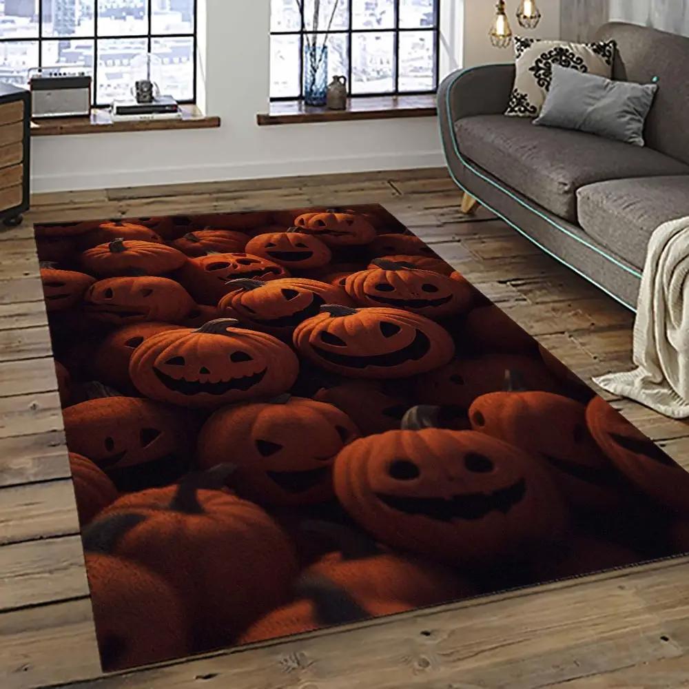 Halloween style pumpkin autumn retangle carpet area rug home decor halloween gift hal84 Rectangle Rug