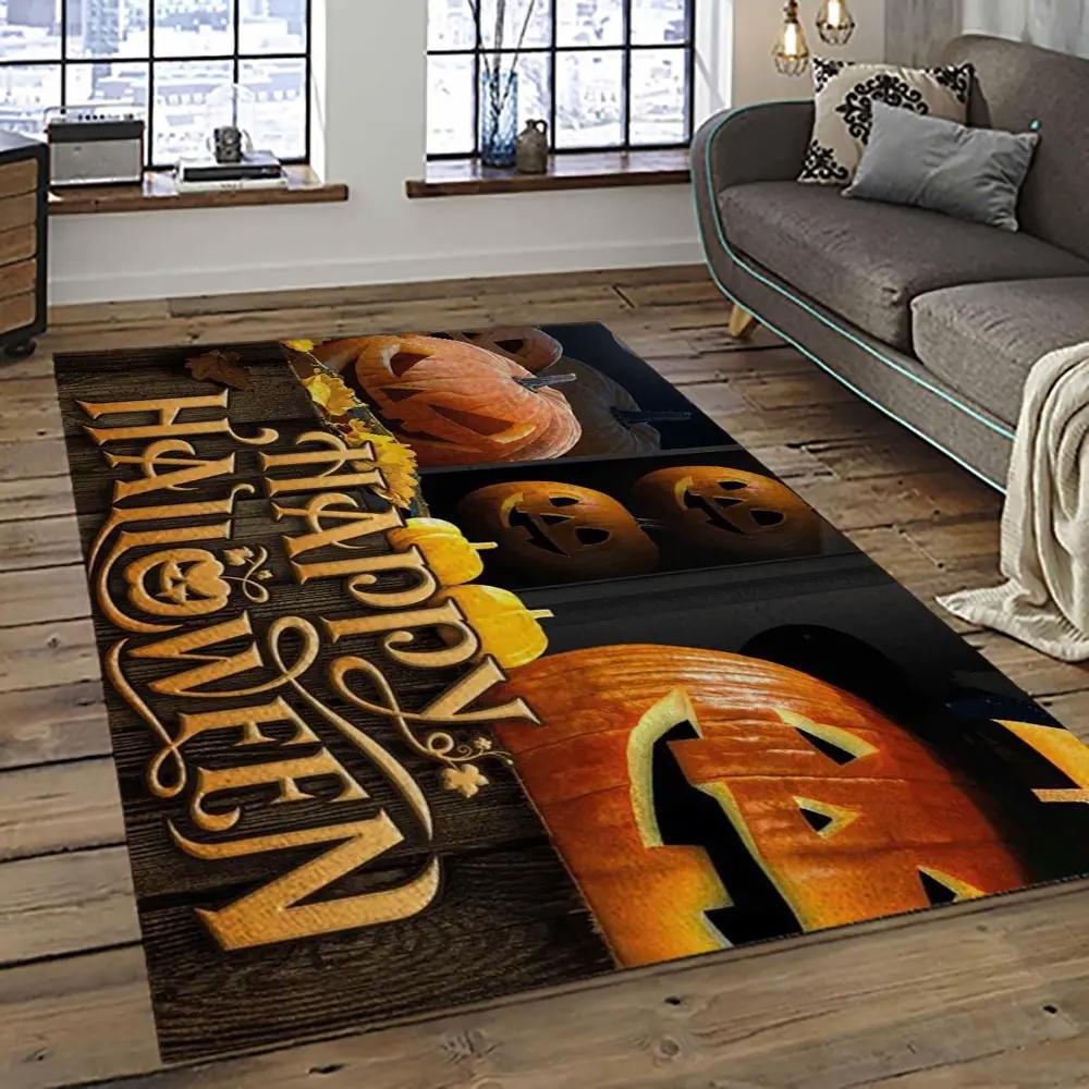 Halloween style pumpkin autumn retangle carpet area rug home decor halloween gift hal97 Rectangle Rug