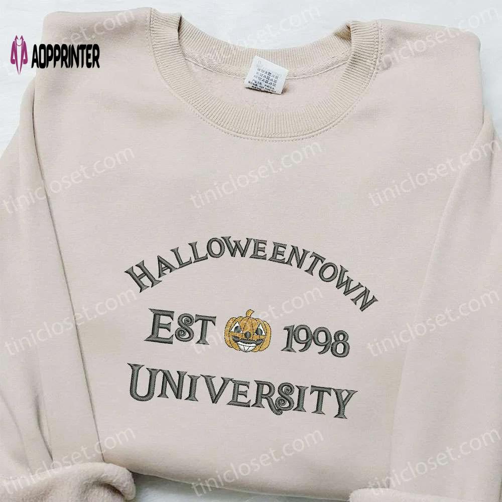 Halloweentown pumpkin est 1998 embroidered shirt – vintage halloween gift for halloween lovers Embroidered Shirt