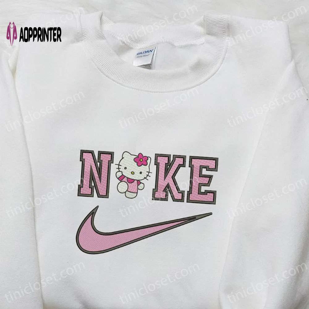 Hello kitty x nike cartoon embroidered shirt: cute nike inspired hello kitty shirt Embroidered Shirt