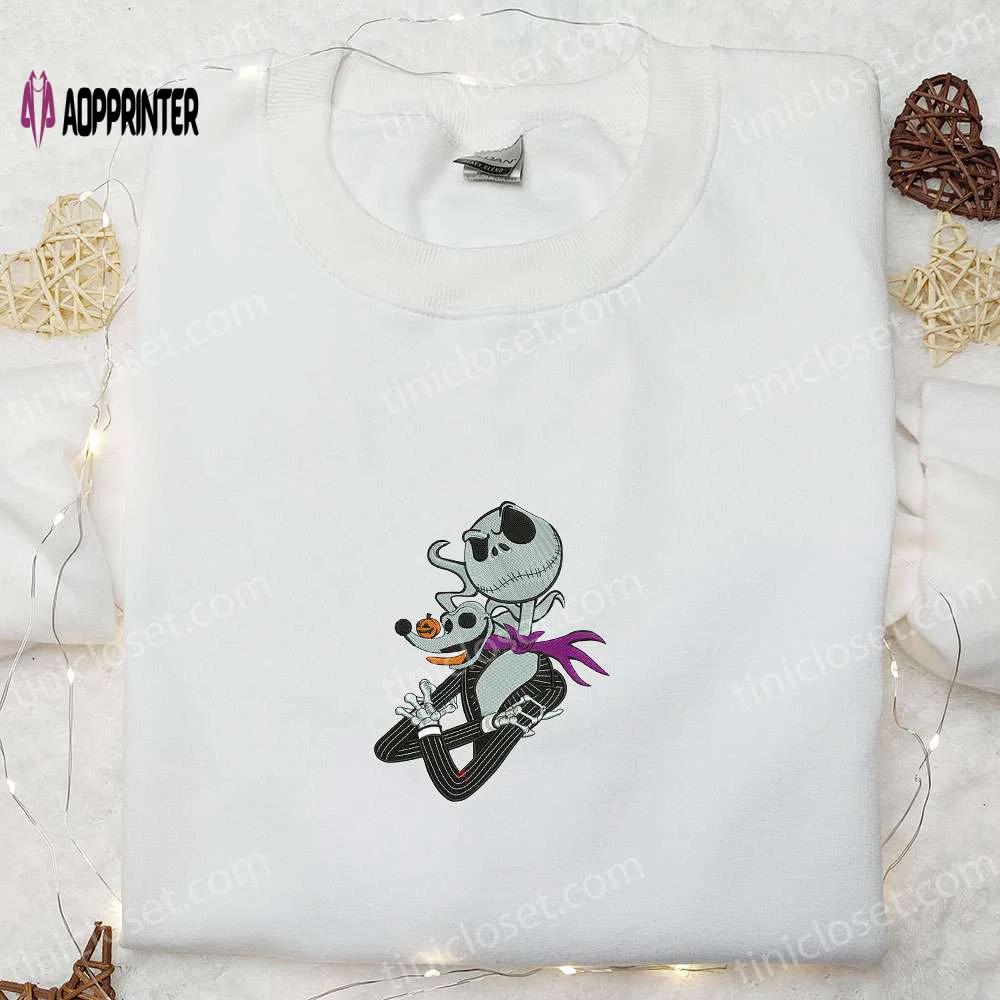 Jack skellington embroidered sweatshirt: nightmare before christmas hoodie – perfect halloween gift Embroidered Shirt
