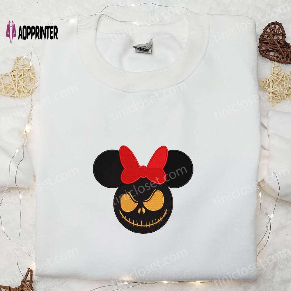 Jack skellington x minnie mouse embroidered shirt – funny disney halloween tee Embroidered Shirt