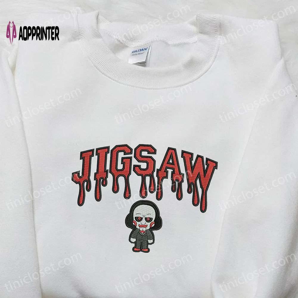 Jigsaw embroidered hoodie horror characters sweatshirt spooky shirt Embroidered Shirt