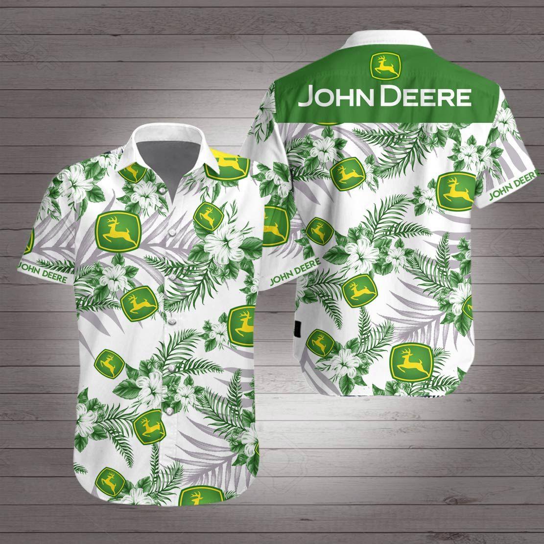 John deeres hawaiian shirt summer button up Hawaii Shirt Shorts & Flip Flops