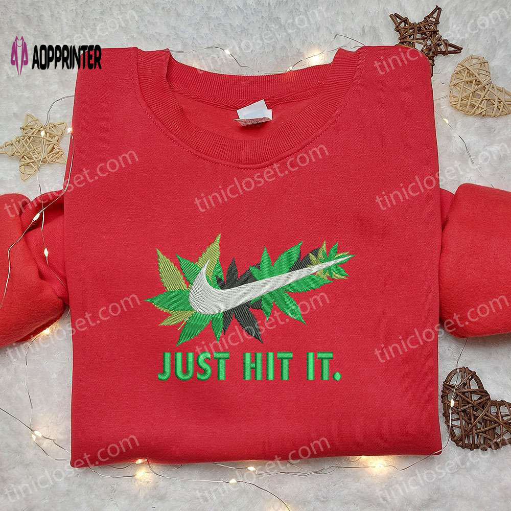 Just hit it x nike swoosh sweatshirt – nike inspired embroidered shirt best birthday gift ideas Embroidered Shirt
