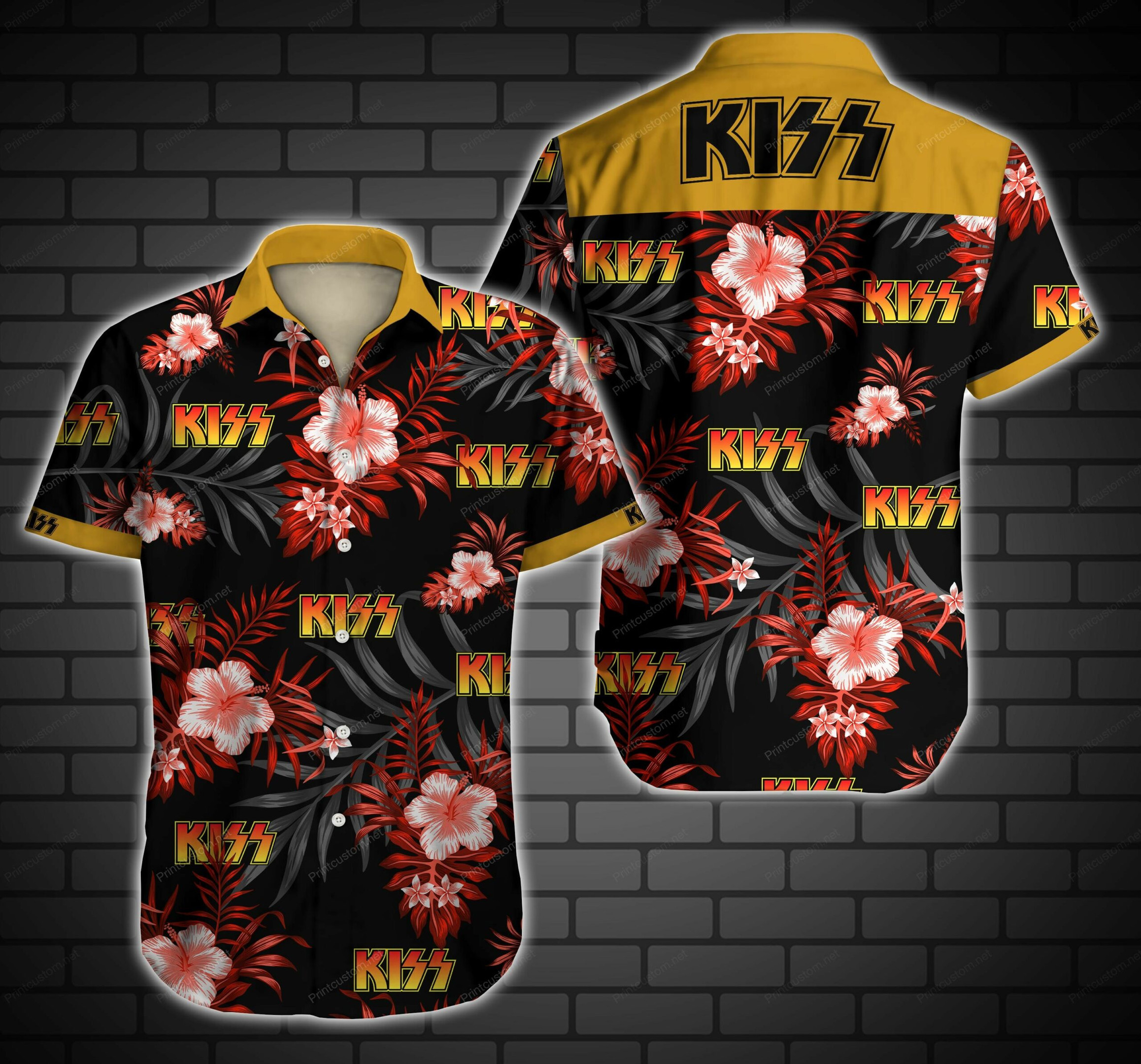 Kiss band rock band hawaiian shirt 3d Hawaii Shirt Shorts & Flip Flops