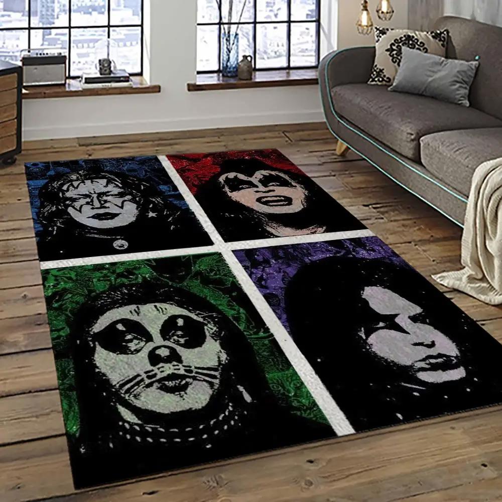 Kiss rock band music retangle carpet area rug home decor best gift for fan and friends as17 Rectangle Rug